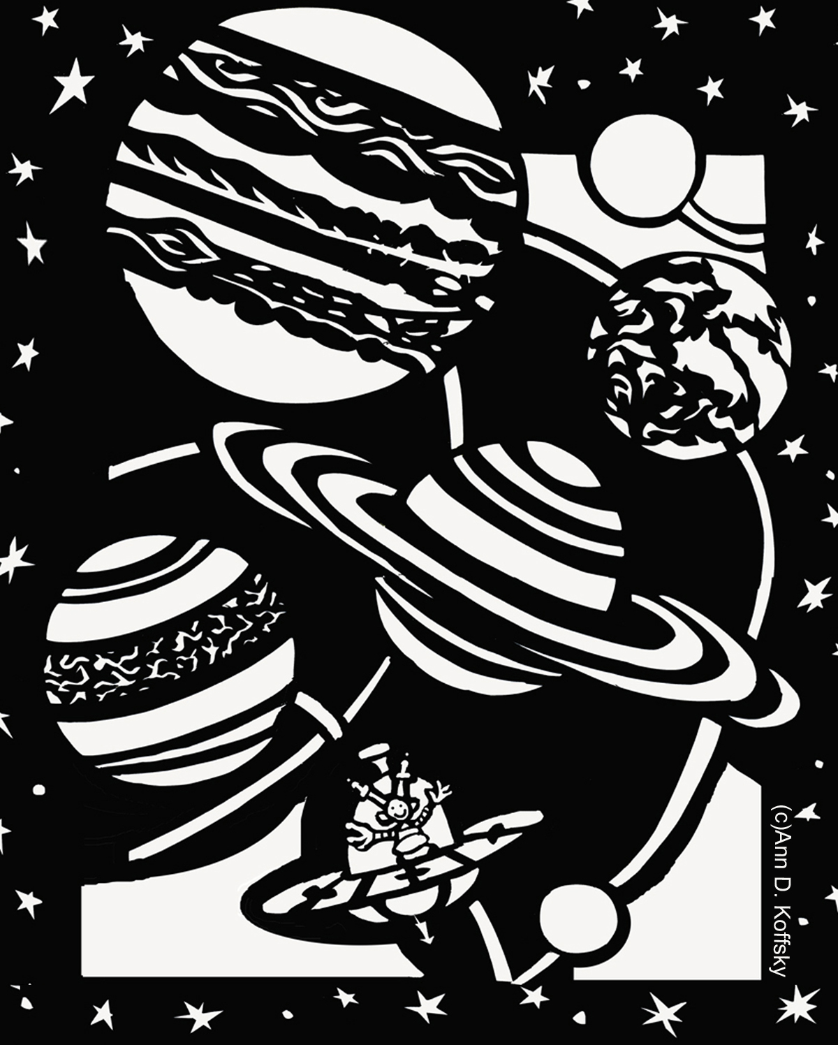 Outer Space Coloring Page Ann D Koffsky