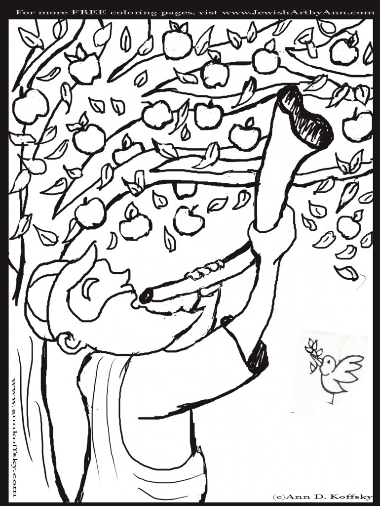 Shofar coloring page – Ann D. Koffsky